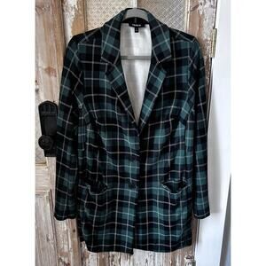 Women Torrid Lightweight Plaid
Blazer, Green, Size 2X